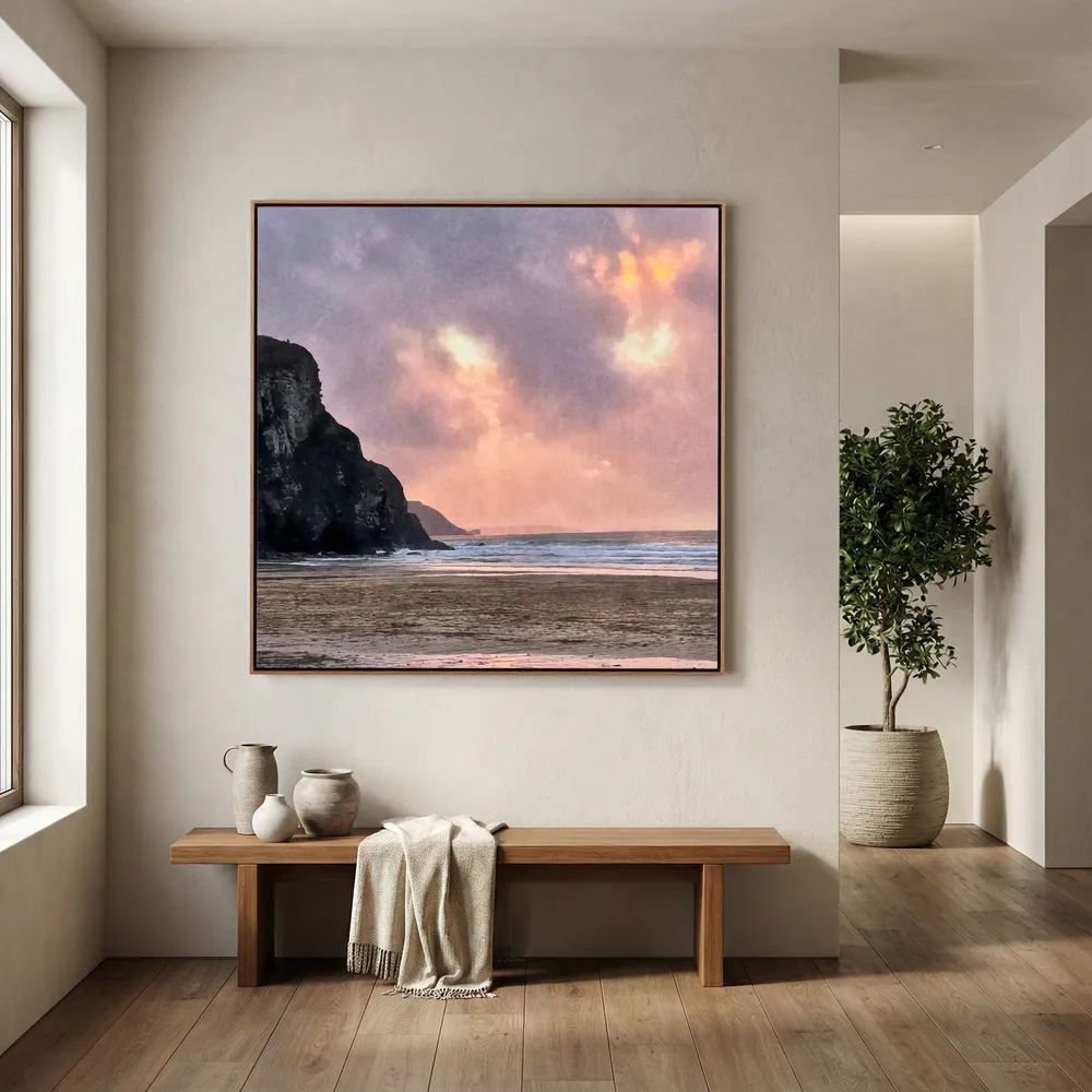 Twilight at Porthtowan Square Canvas