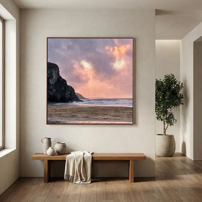 Twilight at Porthtowan Square Canvas