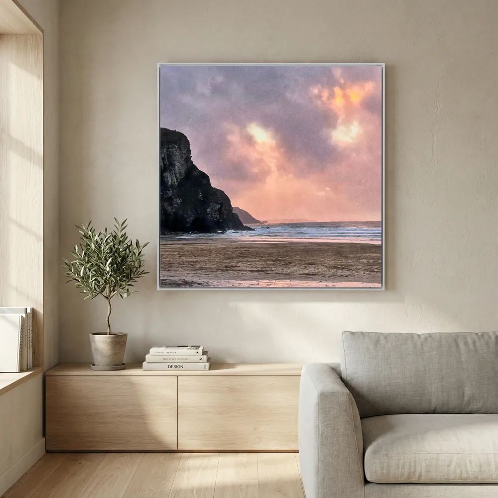 Twilight at Porthtowan Square Canvas