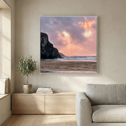 Twilight at Porthtowan Square Canvas