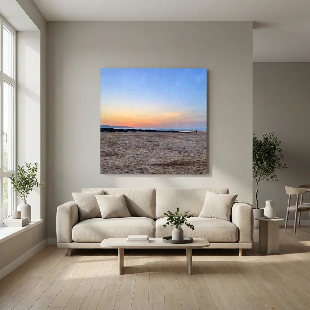 Sunset at Hayle Towans Square Canvas