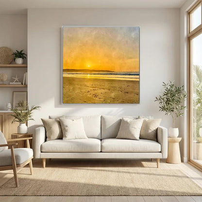 Sunset at Hayle Towans Square Canvas