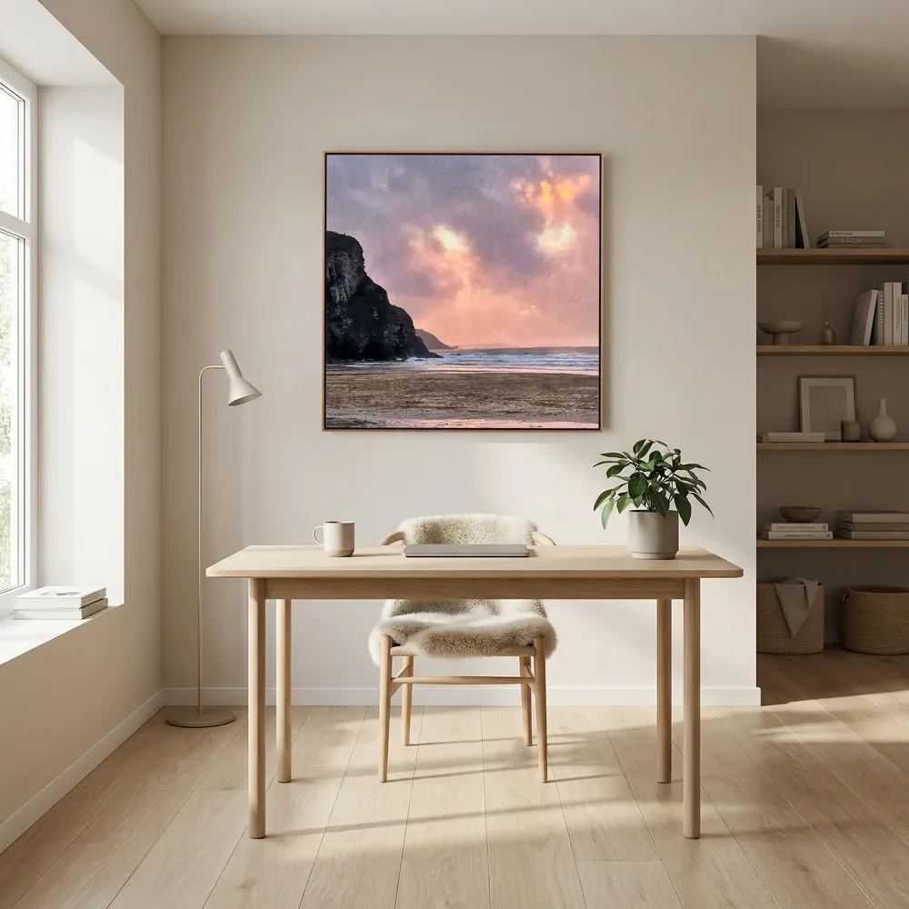 Twilight at Porthtowan Square Canvas