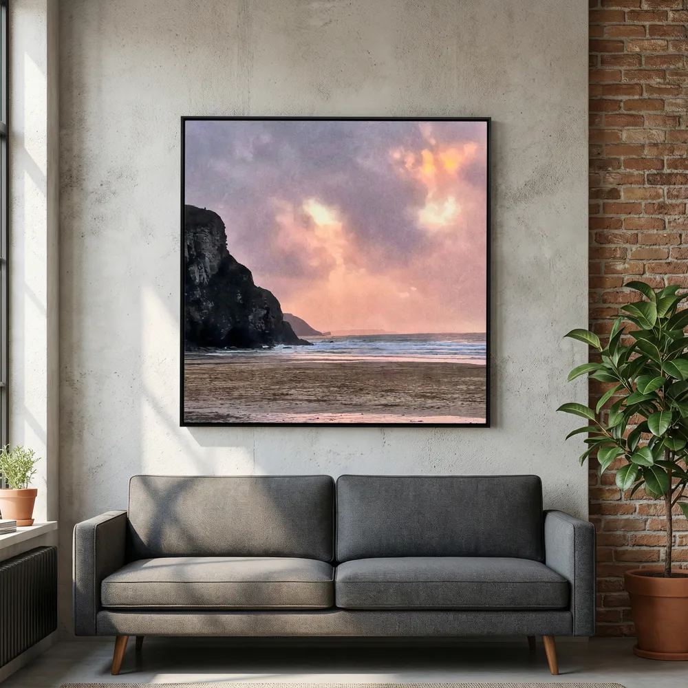 Twilight at Porthtowan Square Canvas