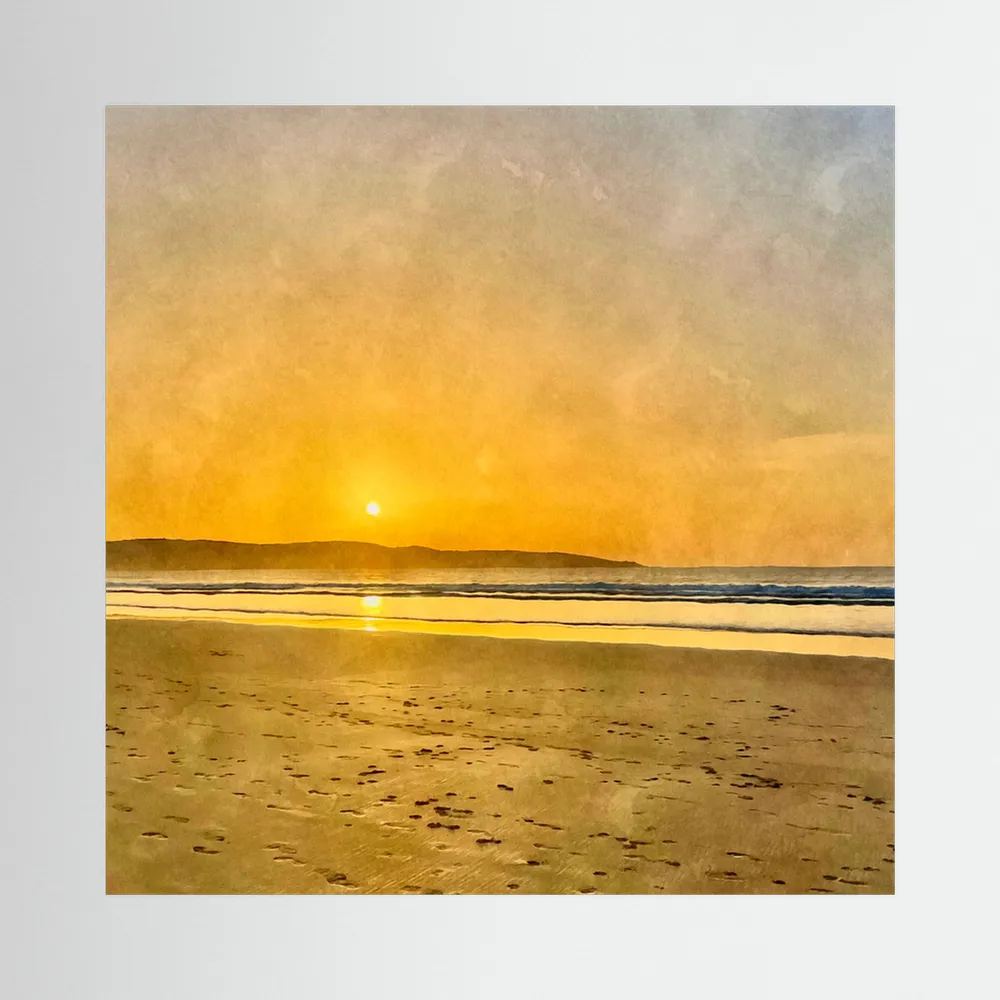 Sunset at Hayle Towans Square Canvas