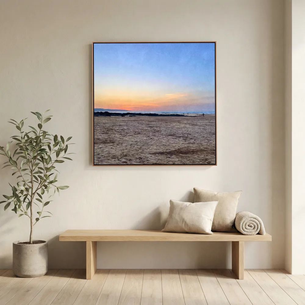 Sunset at Hayle Towans Square Canvas