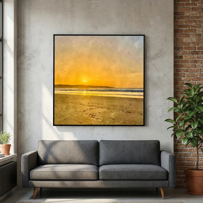 Sunset at Hayle Towans Square Canvas