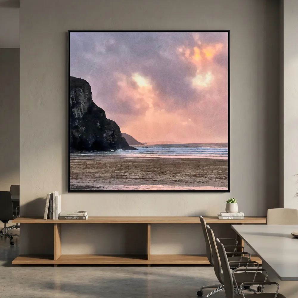 Twilight at Porthtowan Square Canvas
