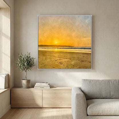 Sunset at Hayle Towans Square Canvas