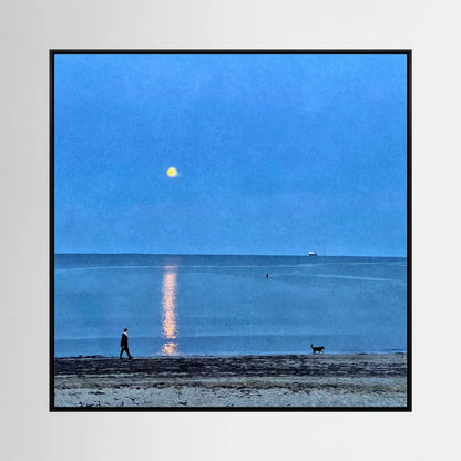 Moonlit Dog Walk Square Canvas