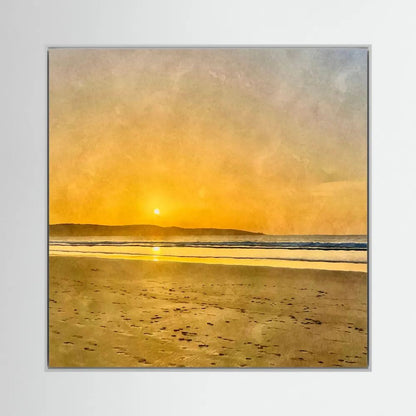 Sunset at Hayle Towans Square Canvas