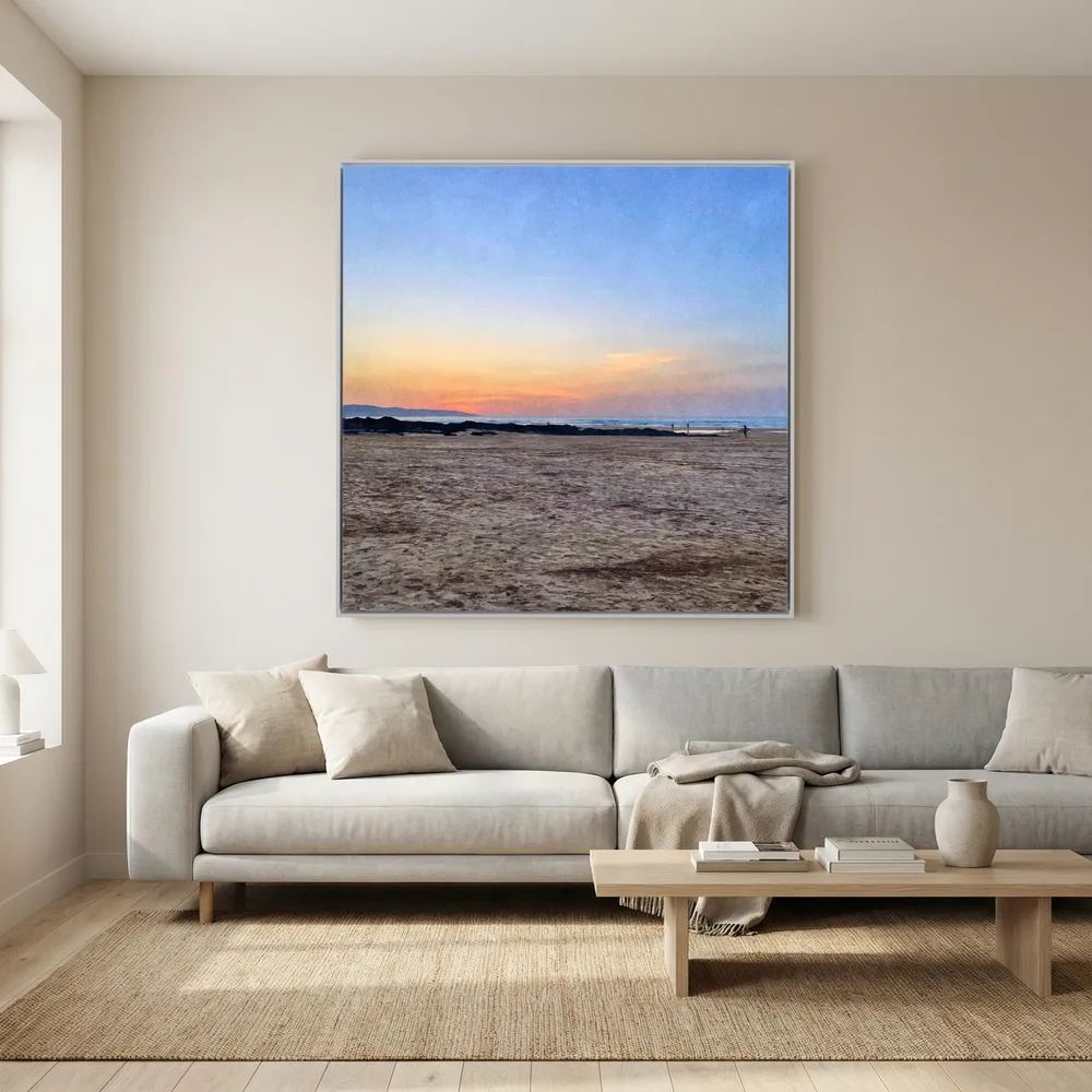 Sunset at Hayle Towans Square Canvas
