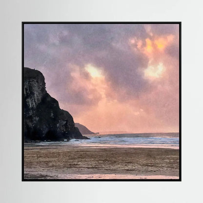 Twilight at Porthtowan Square Canvas