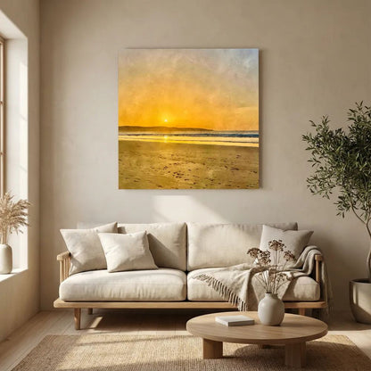 Sunset at Hayle Towans Square Canvas