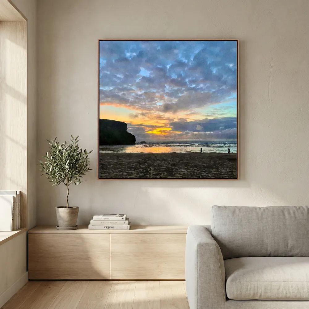 Mawgan Porth Sunset Square Canvas