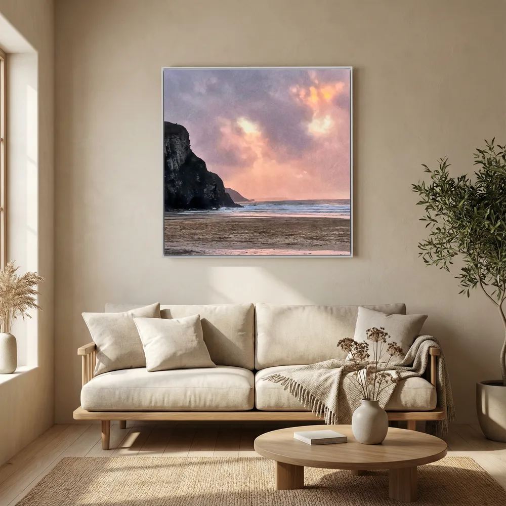 Twilight at Porthtowan Square Canvas
