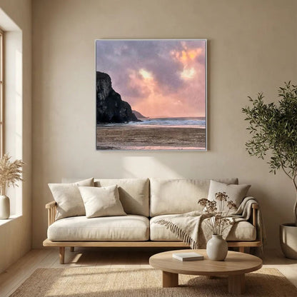 Twilight at Porthtowan Square Canvas