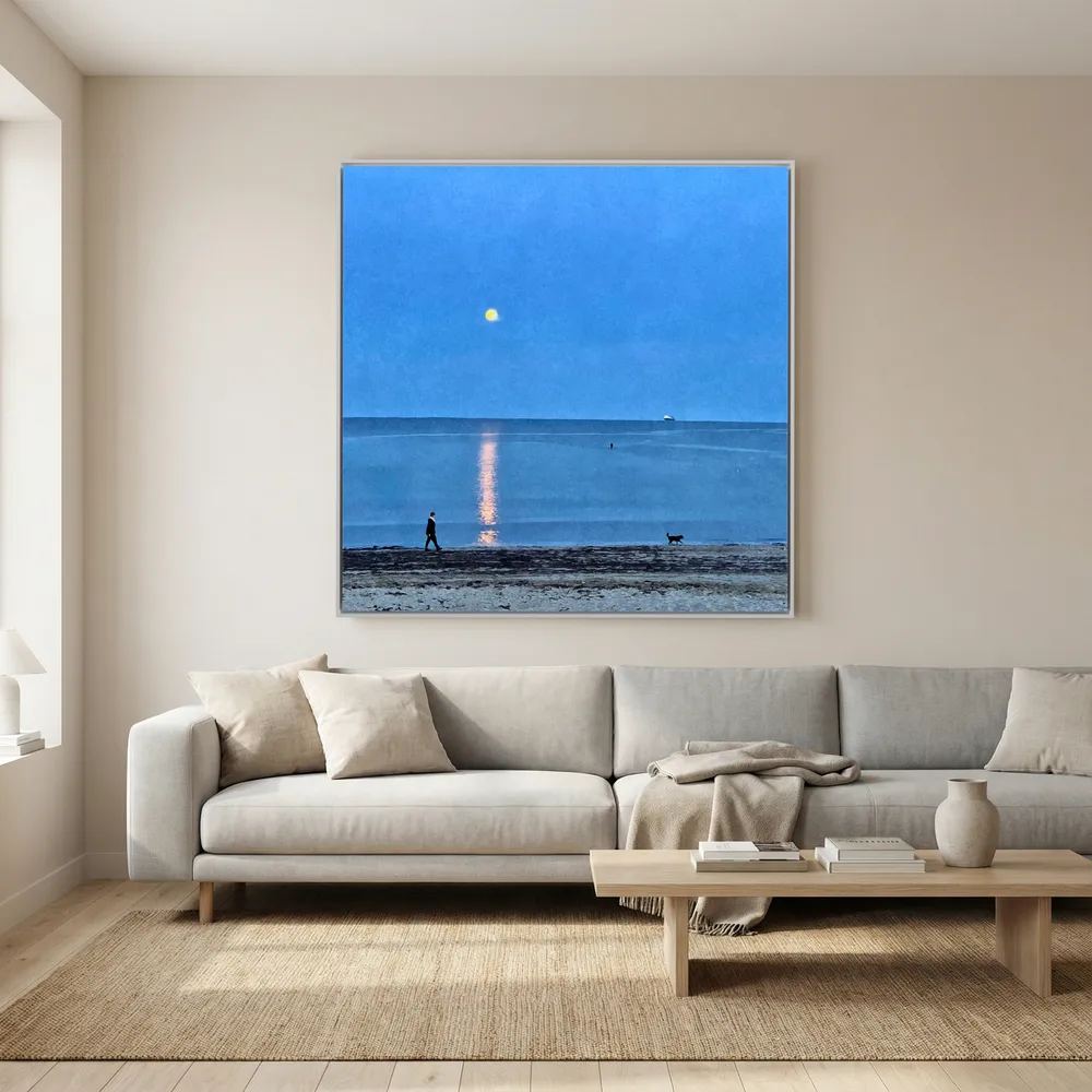 Moonlit Dog Walk Square Canvas