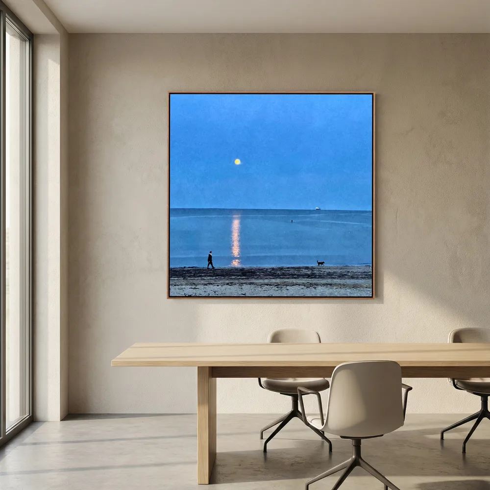 Moonlit Dog Walk Square Canvas