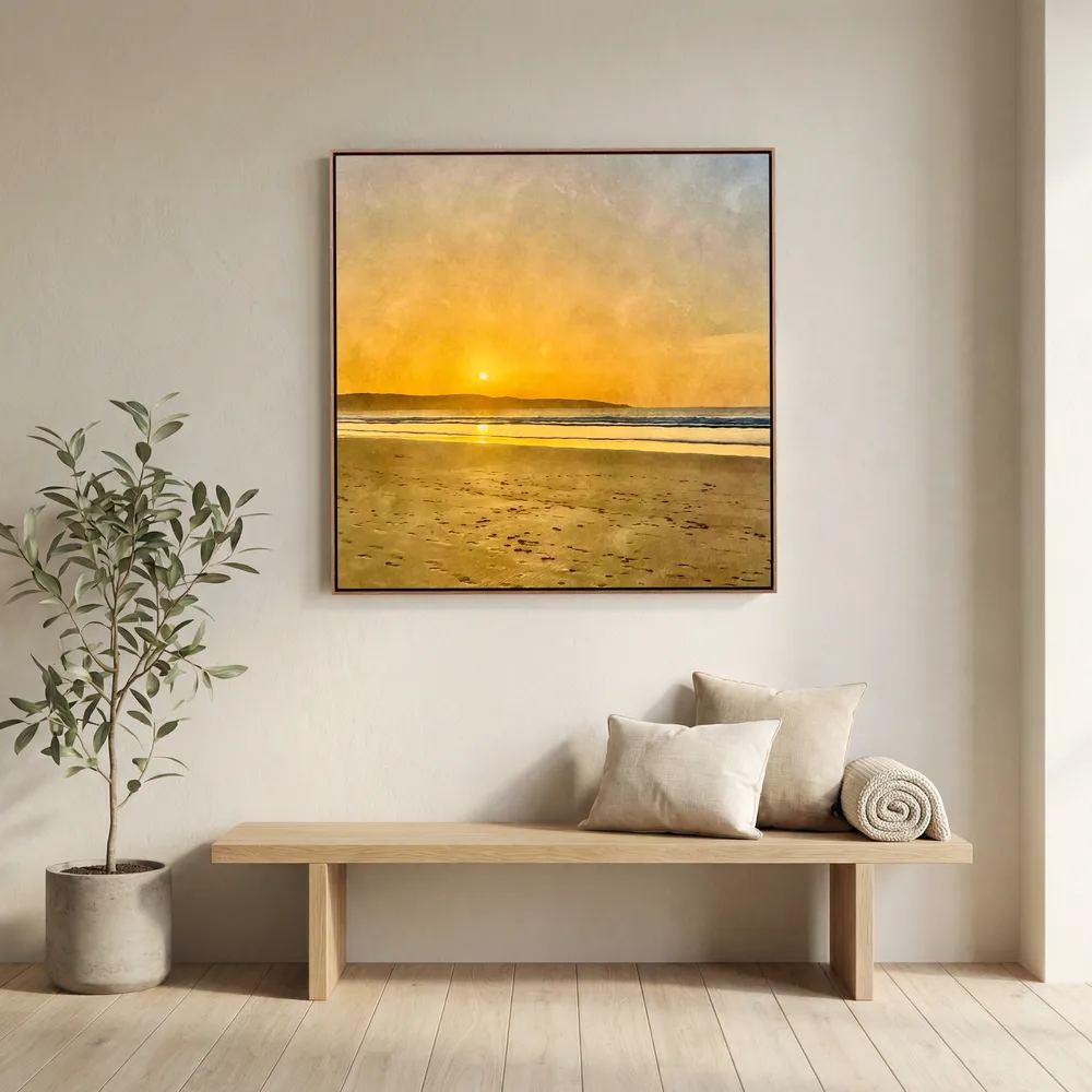 Sunset at Hayle Towans Square Canvas