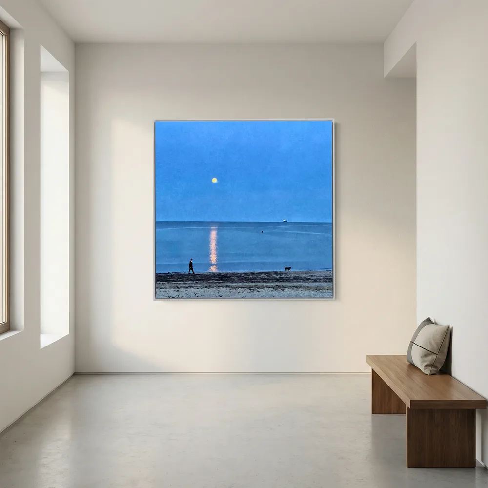 Moonlit Dog Walk Square Canvas