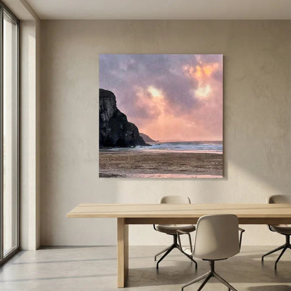 Twilight at Porthtowan Square Canvas