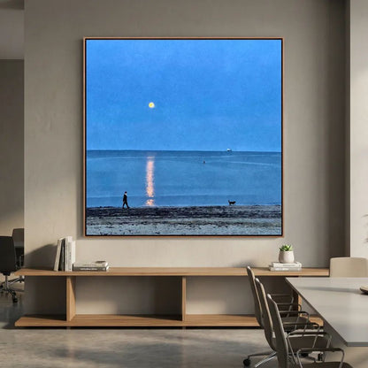 Moonlit Dog Walk Square Canvas