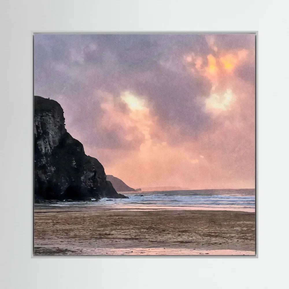Twilight at Porthtowan Square Canvas
