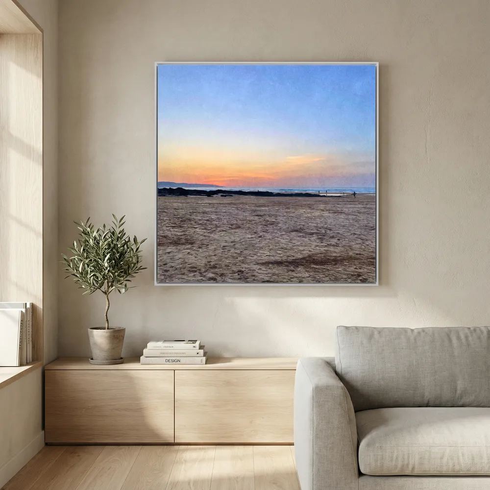 Sunset at Hayle Towans Square Canvas