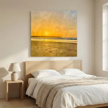 Sunset at Hayle Towans Square Canvas