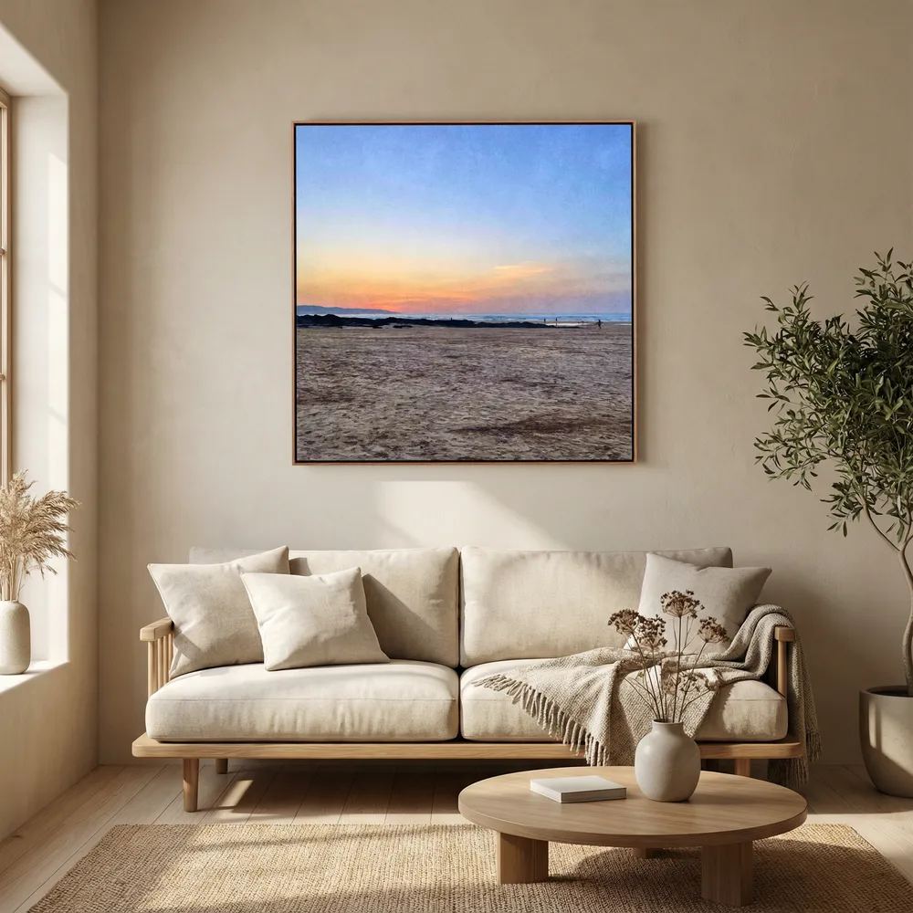 Sunset at Hayle Towans Square Canvas