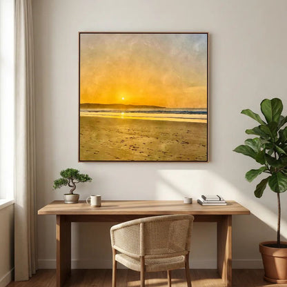 Sunset at Hayle Towans Square Canvas