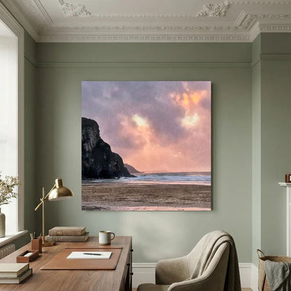 Twilight at Porthtowan Square Canvas