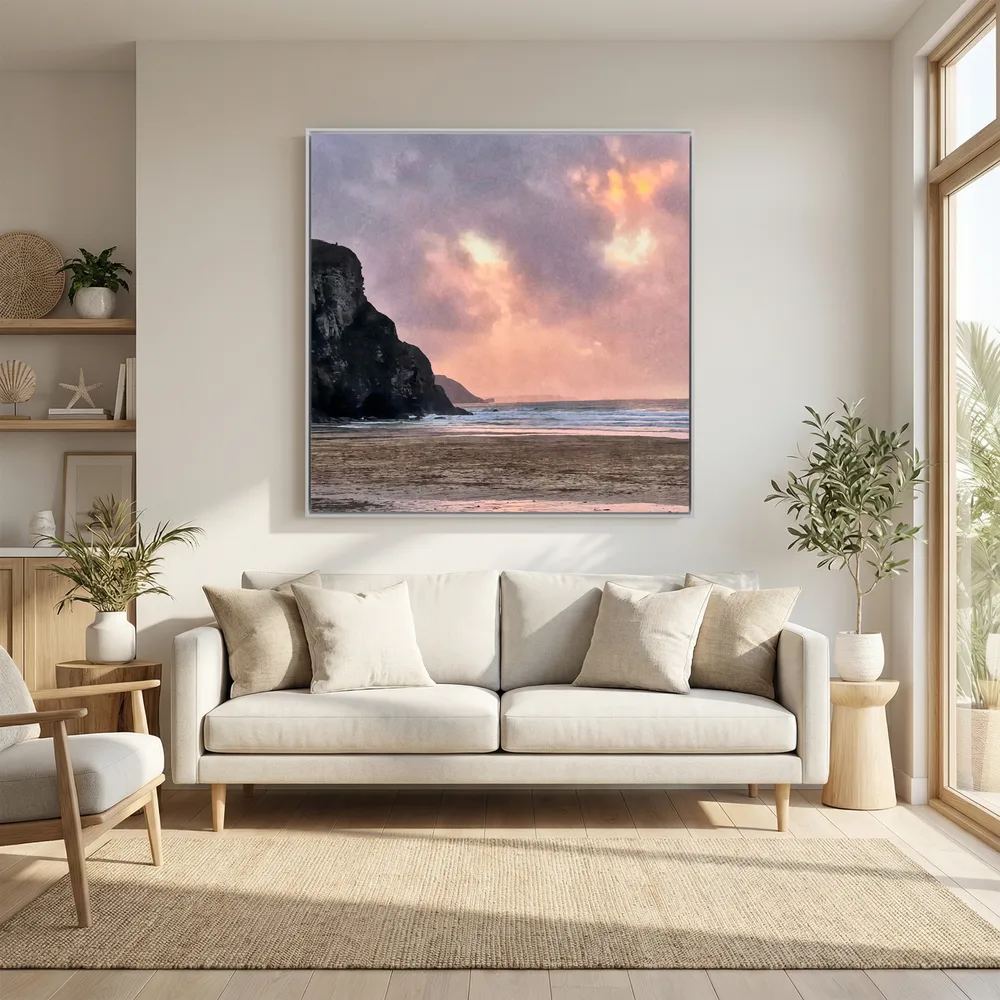Twilight at Porthtowan Square Canvas