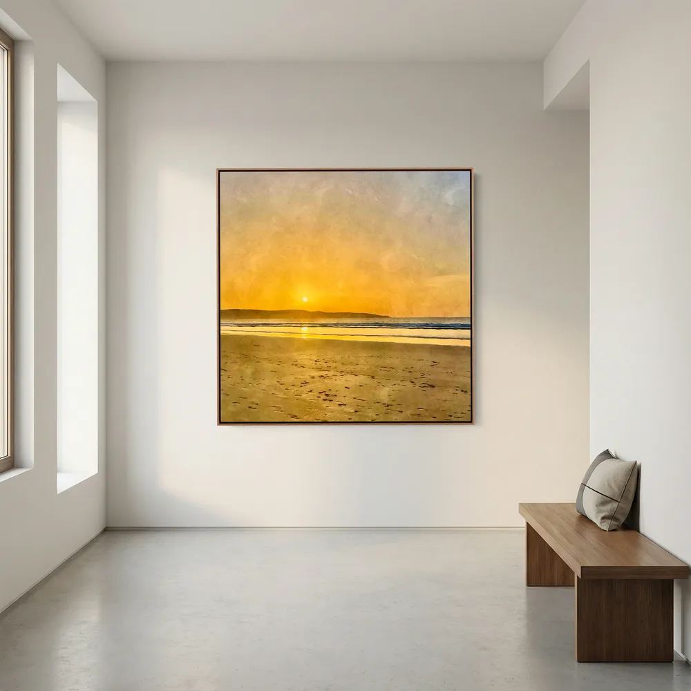 Sunset at Hayle Towans Square Canvas