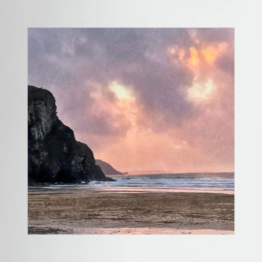 Twilight at Porthtowan Square Canvas