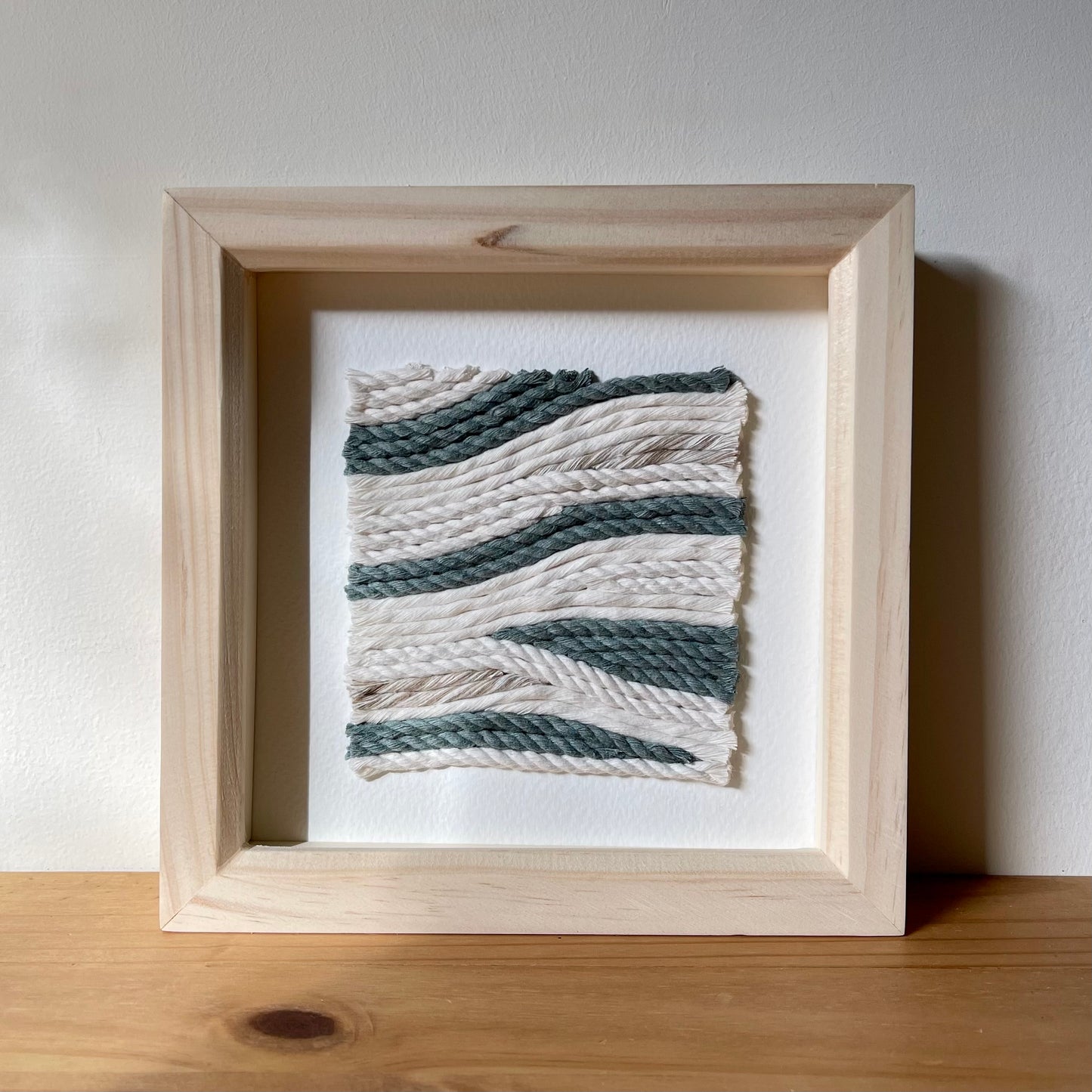 Green and Cream Rope Textile Art