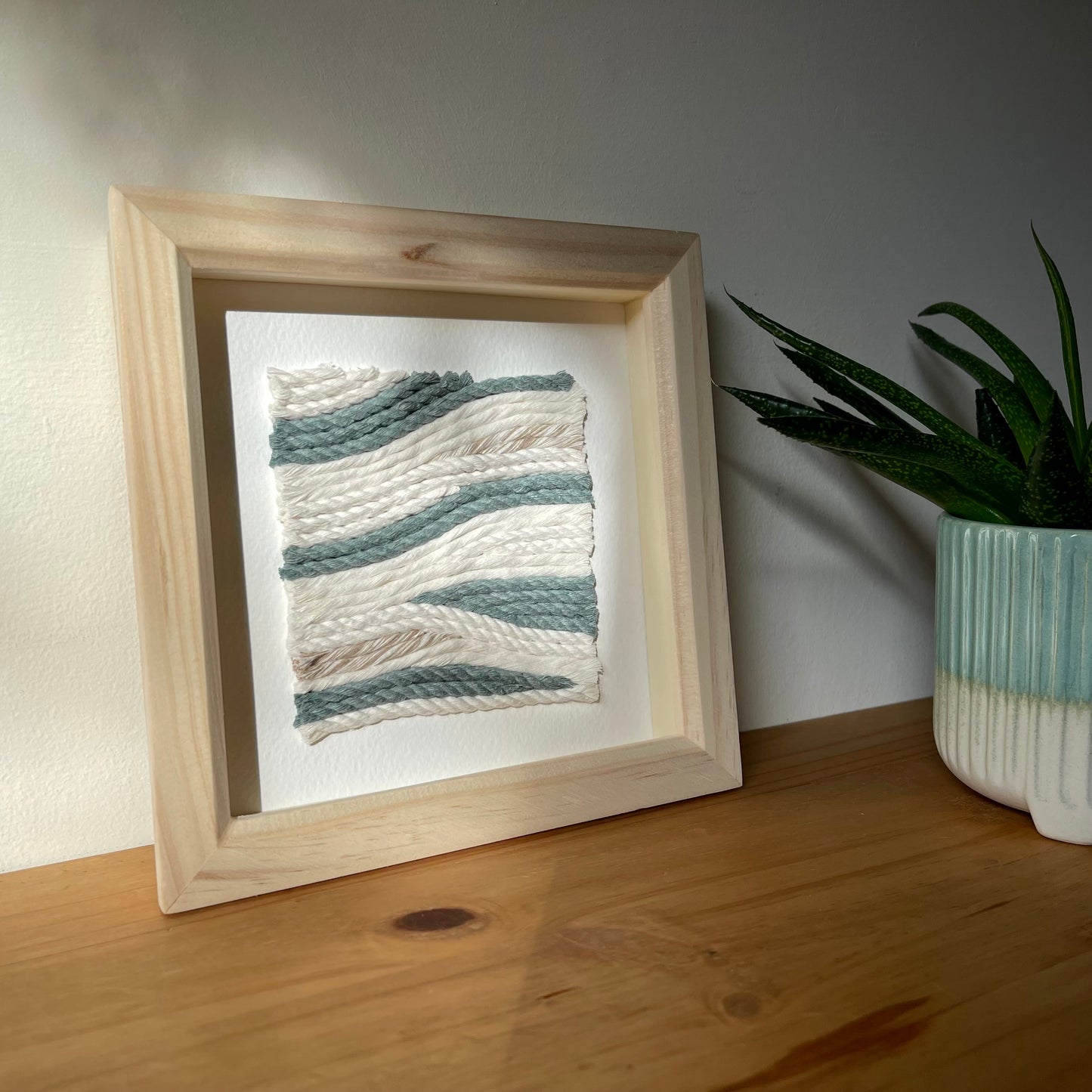 Green and Cream Rope Textile Art